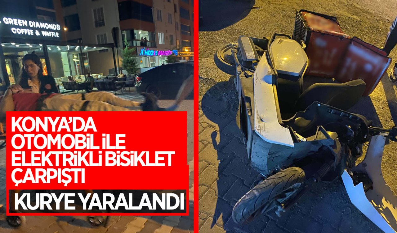 Konya’da otomobil ile elektrikli bisiklet çarpıştı: Kurye yaralandı!