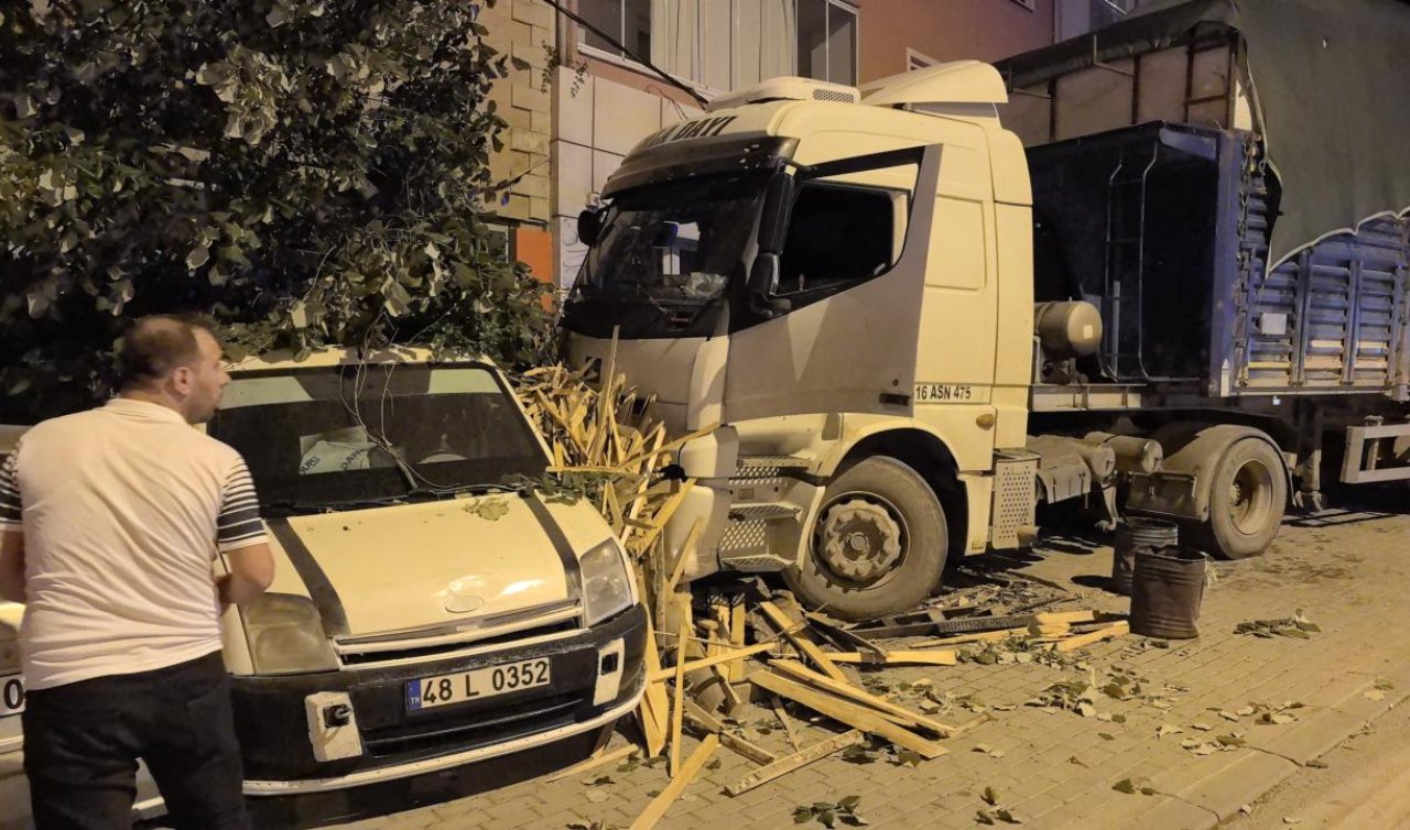 Freni boşalan tır araçlara çarparak durdu
