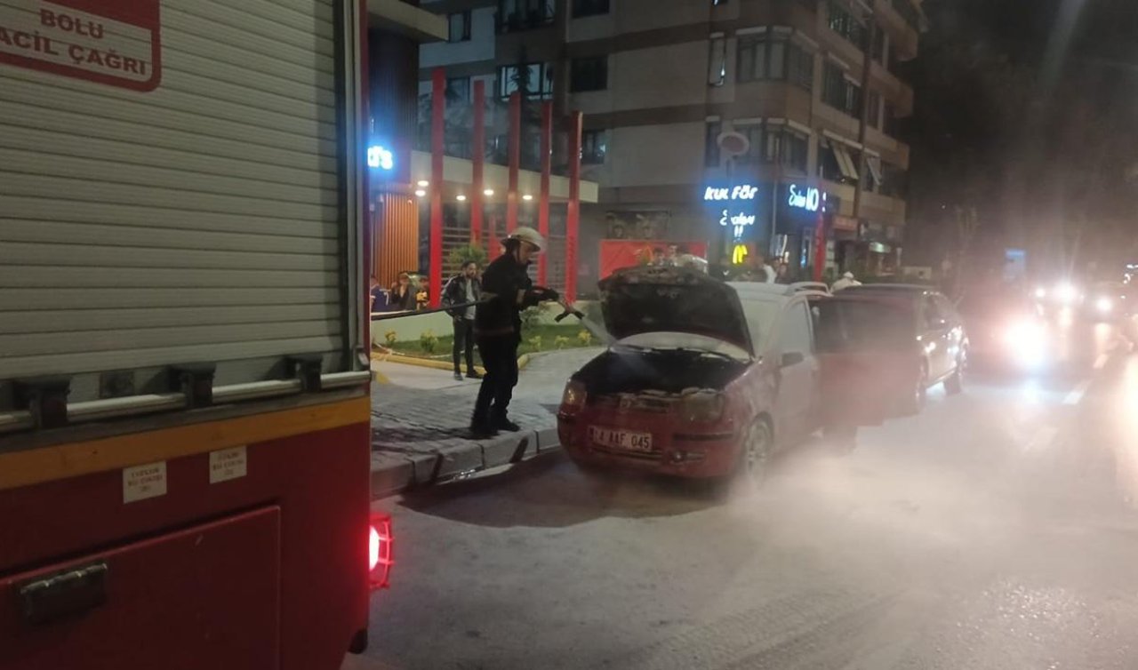 Park halindeki otomobil alev aldı
