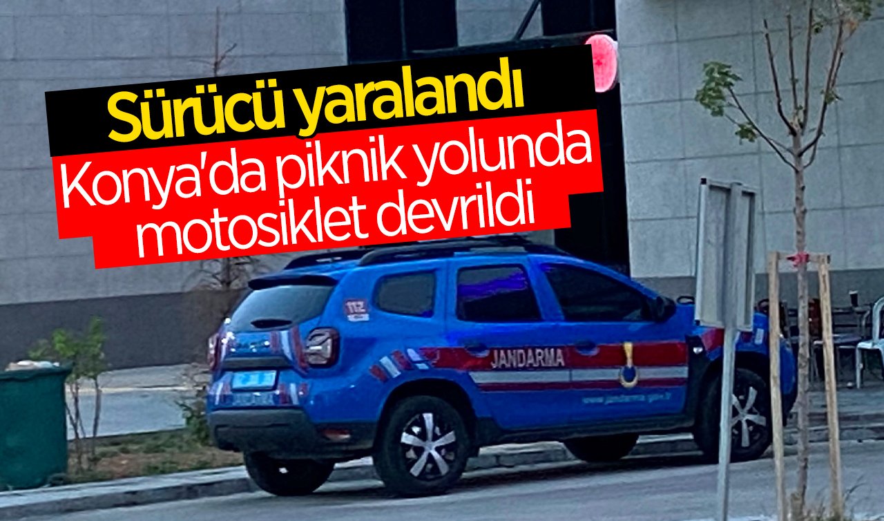 Konya’da piknik yolunda motosiklet devrildi: Sürücü yaralandı