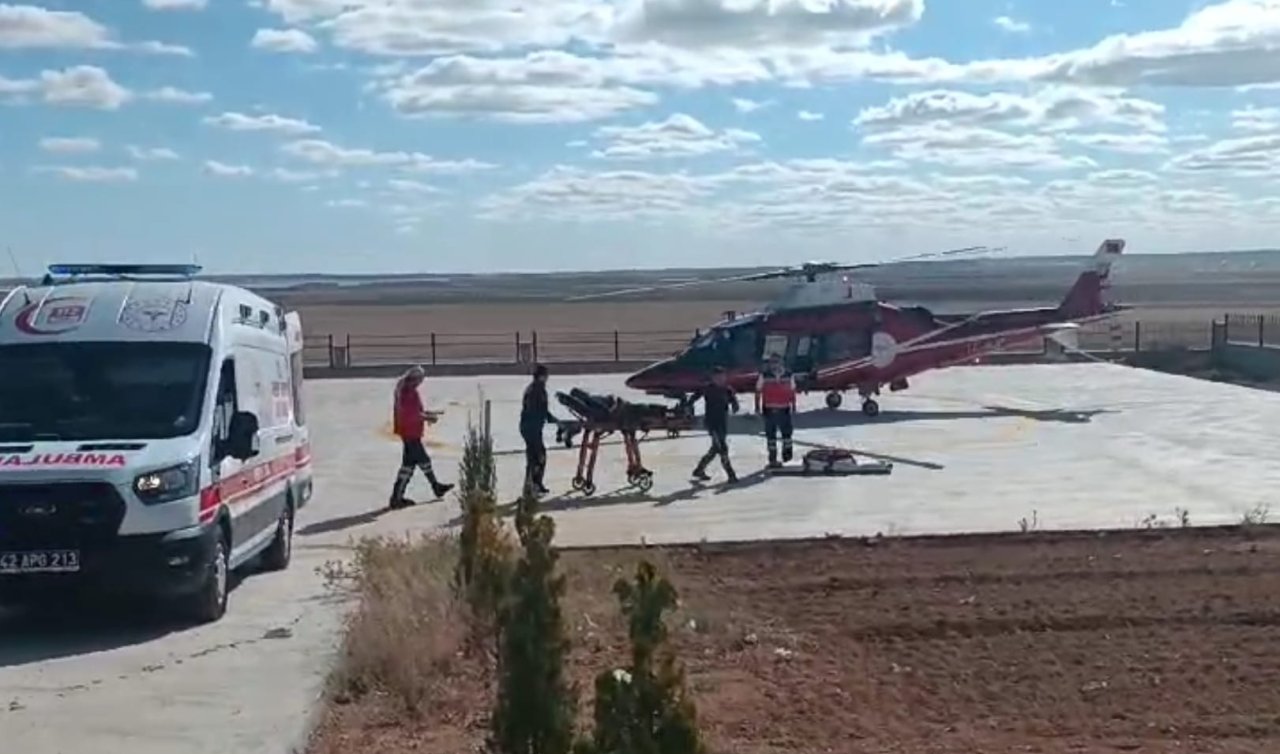 Konya’da hava ambulansı havalandı!  Kalp krizi geçiren hasta hastaneye kaldırıldı