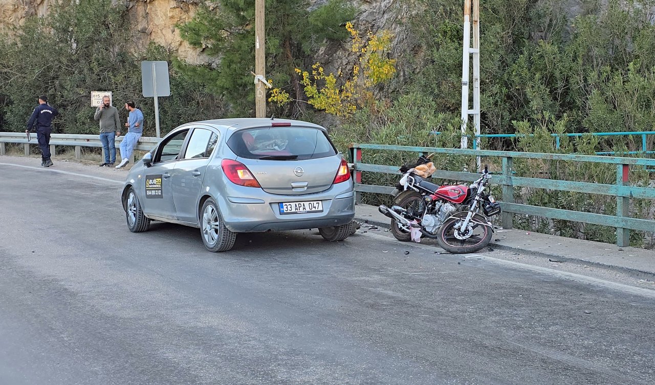  Pikniğe giderken otomobilin çarptığı motosikletten uçuruma düştü