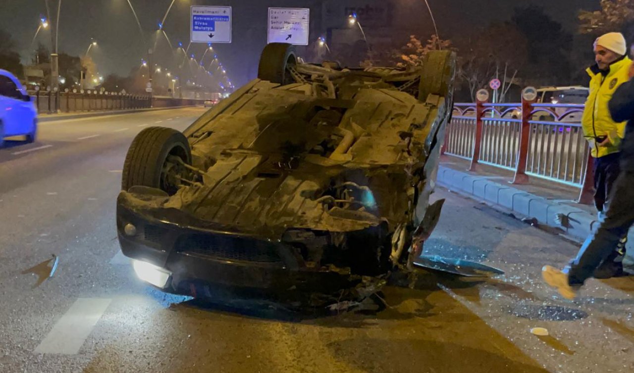 Bariyerlere çarpıp takla atan otomobilin sürücüsü yaralandı