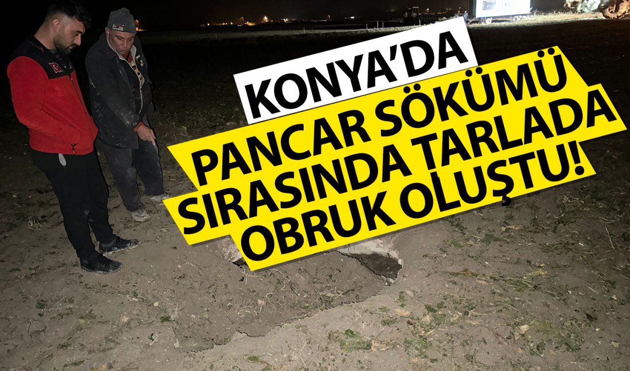 Konya’da pancar sökümü sırasında tarlada obruk oluştu! 