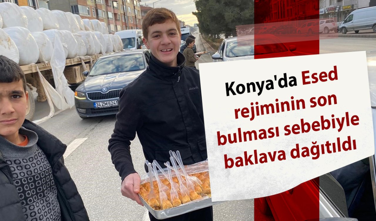 Konya’da Esed rejiminin son bulması sebebiyle baklava dağıtıldı