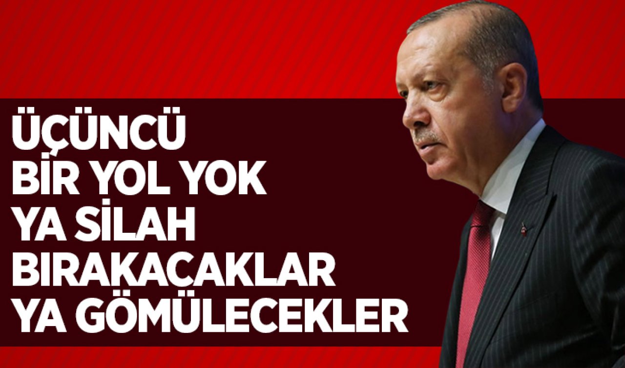 Erdoğan: Üçüncü bir yol yok ya silah bırakacaklar ya gömülecekler