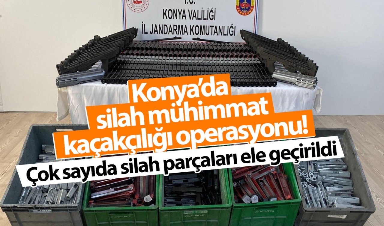 Konya’da bir iş yerinde çok sayıda silah parçaları ele geçirildi! 