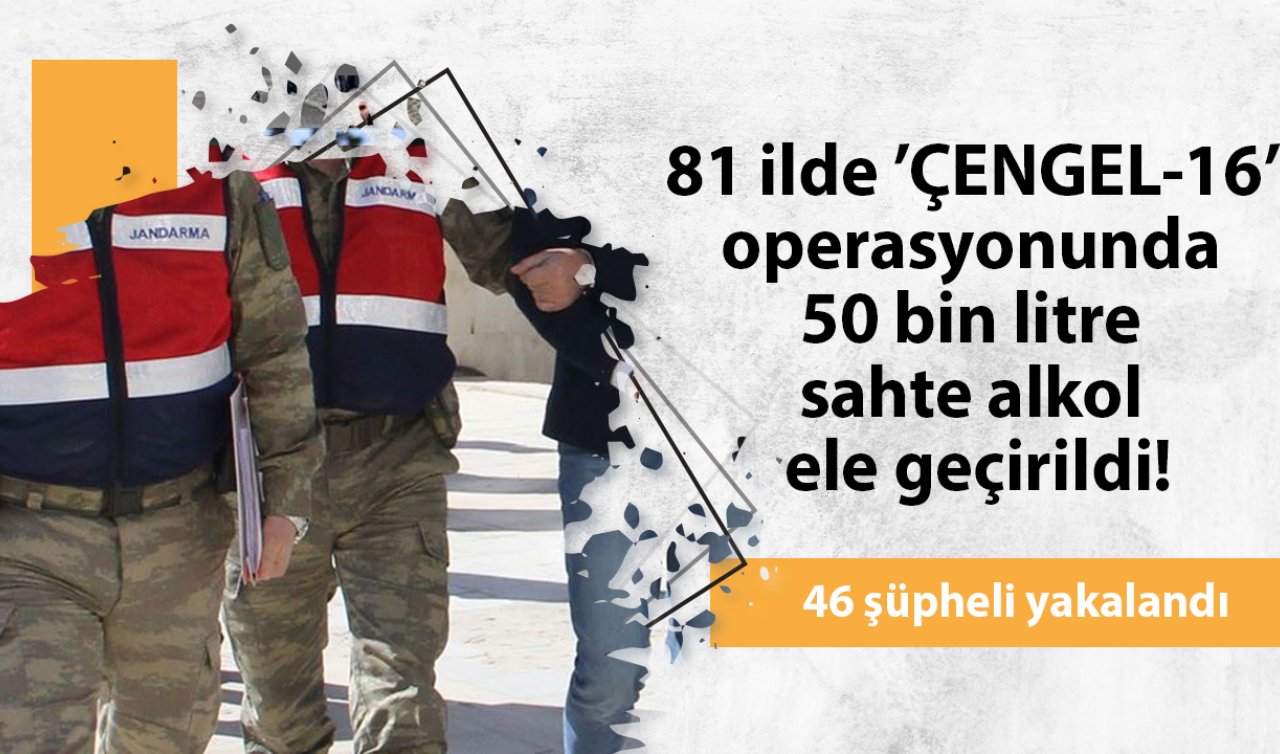 81 ilde “ÇENGEL-16’’ operasyonunda 50 bin litre sahte alkol ele geçirildi: 46 şüpheli yakalandı