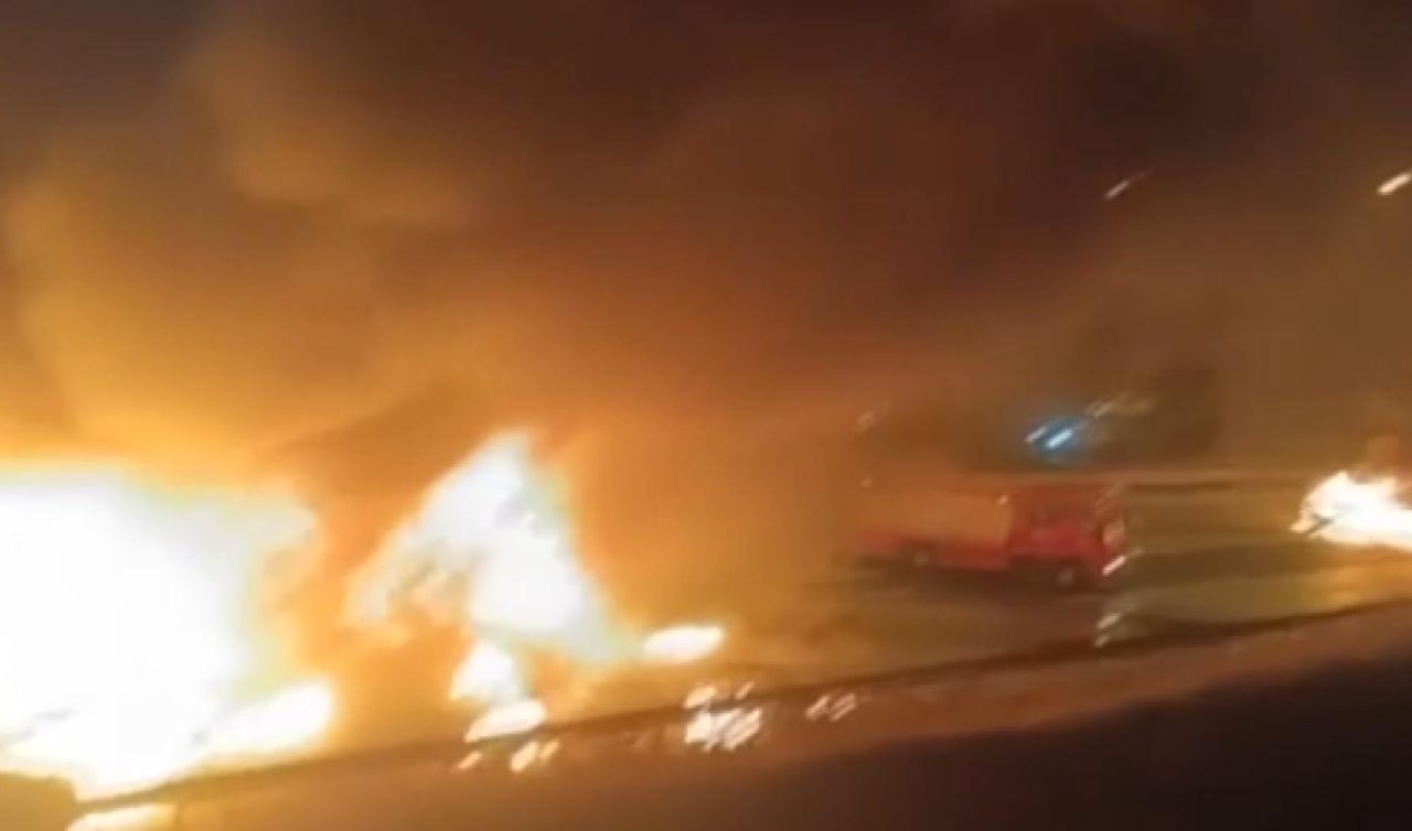 Zincirleme trafik kazasında tır alev topuna döndü