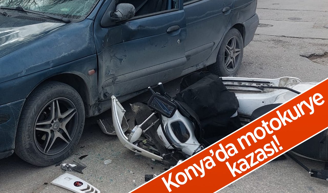  Konya’da motokurye kazası! UCUZ ATLATILDI