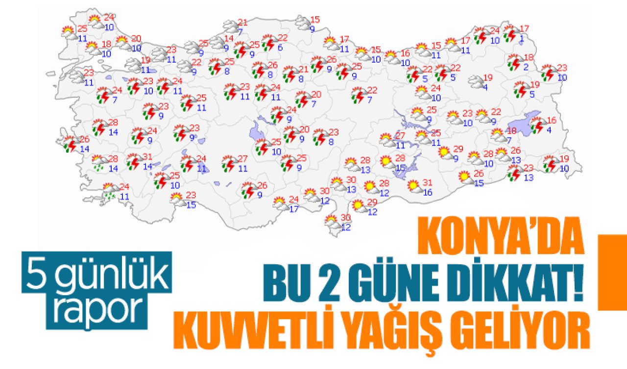 SON DAKİKA HAVA DURUMU | Konya’ya çok kuvvetli yağış geliyor! İşte Konya 5 günlük hava durumu