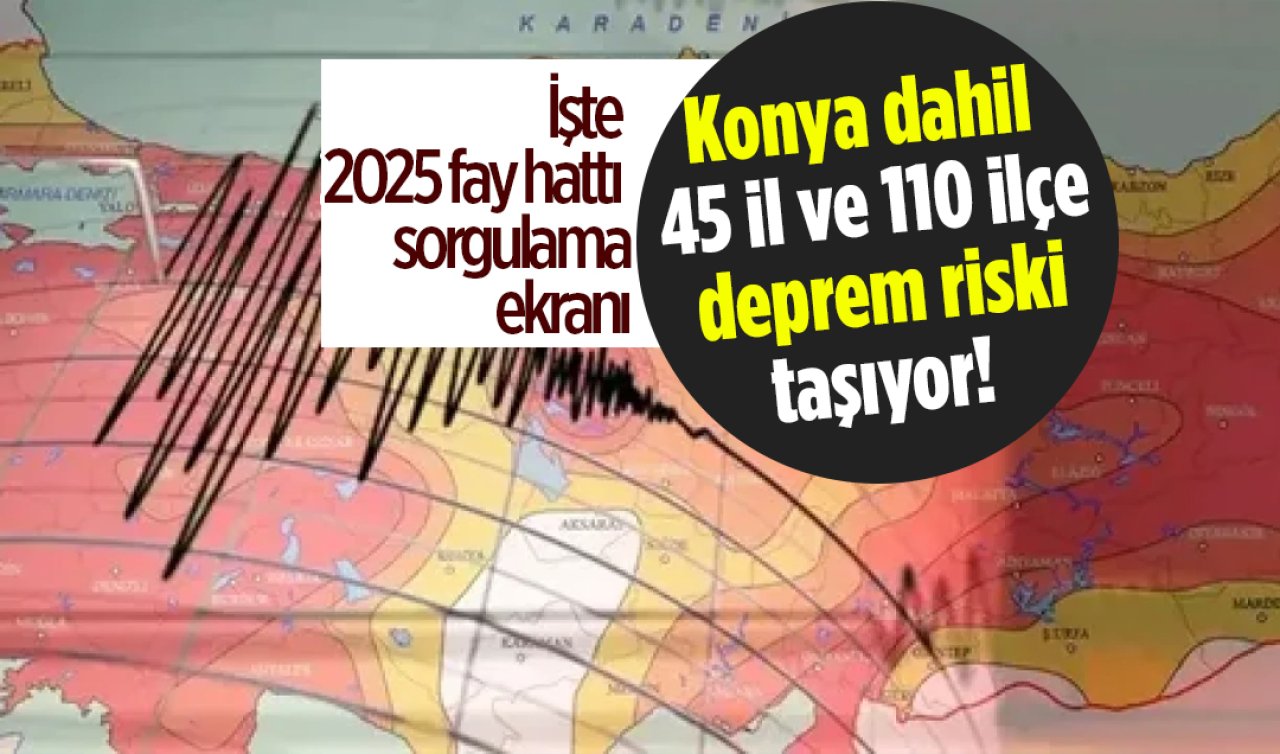 Konya dahil 45 il ve 110 ilçe deprem riski taşıyor! İşte 2025 fay hattı sorgulama ekranı