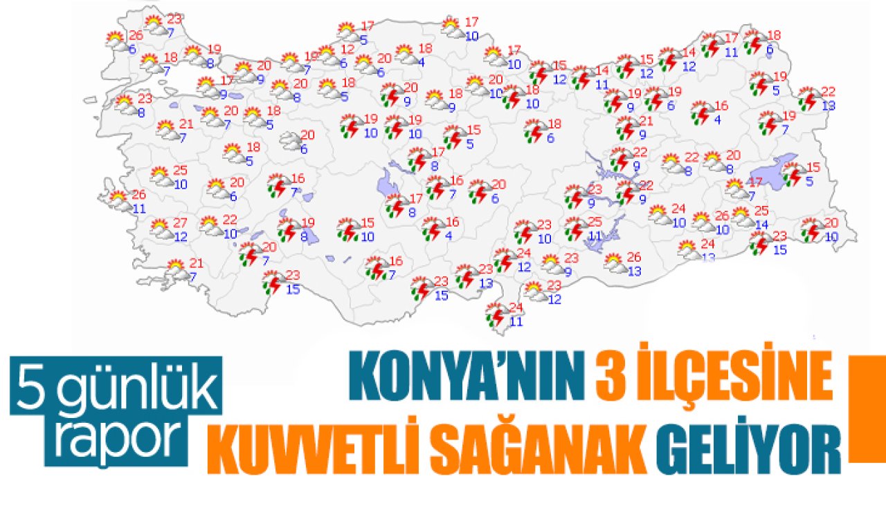 Konya’nın 3 ilçesine kuvvetli sağanak geliyor! İşte Konya 5 günlük hava durumu 
