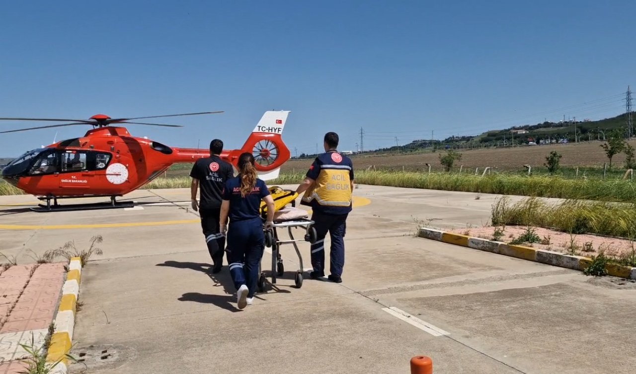 Ağaçtan düşen yaralı, ambulans helikopterle sevk edildi