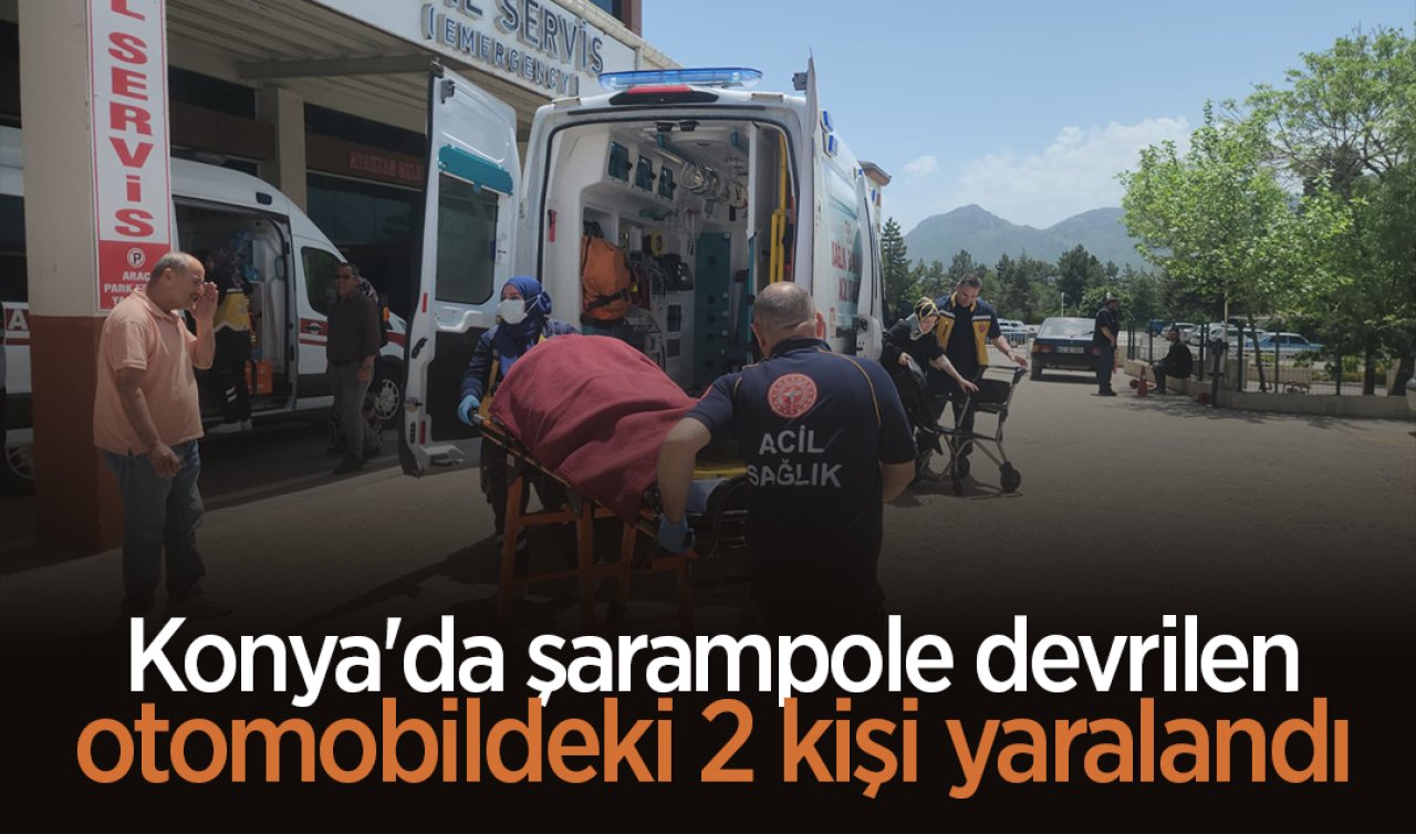 Konya’da şarampole devrilen otomobildeki 2 kişi yaralandı
