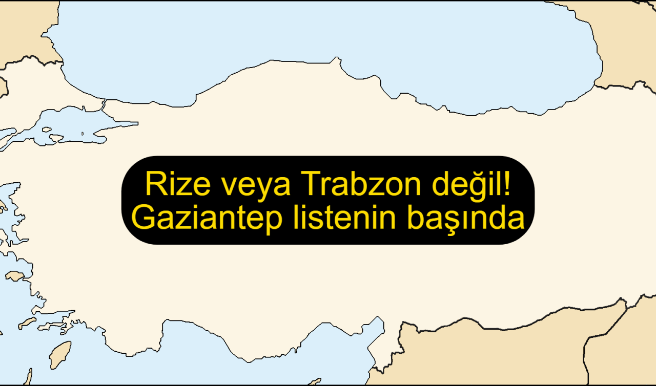 Rize veya Trabzon değil! Gaziantep listenin başında