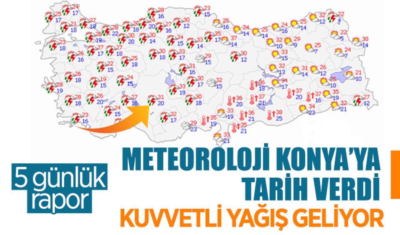 Meteoroloji Konya’ya tarih verdi Gök gürültülü sağanak geliyor: İşte Konya 5 günlük hava durumu