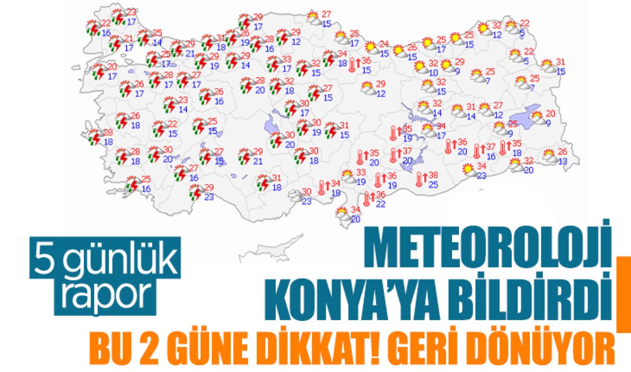 Meteoroloji Konya’ya bildirdi! 2 güne dikkat: Geri dönüyor! 