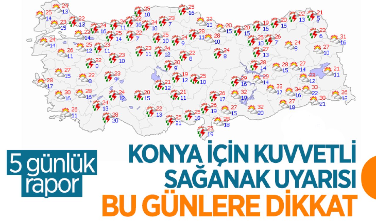 Meteoroloji’den Konya için gök gürültüsü sağanak uyarısı: İşte Konya ilçe ilçe hava durumu 