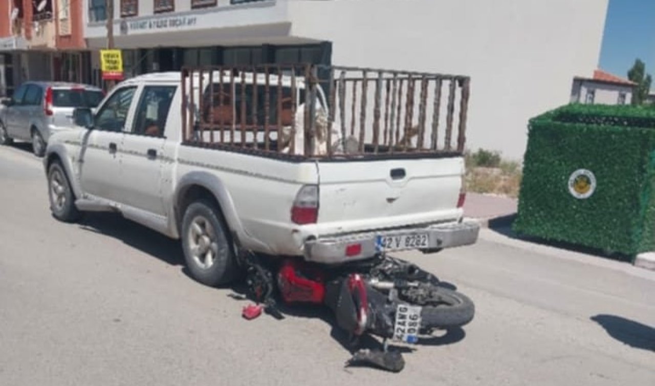 Karapınar’da motosiklet pikapa arkadan çarptı: 1 yaralı