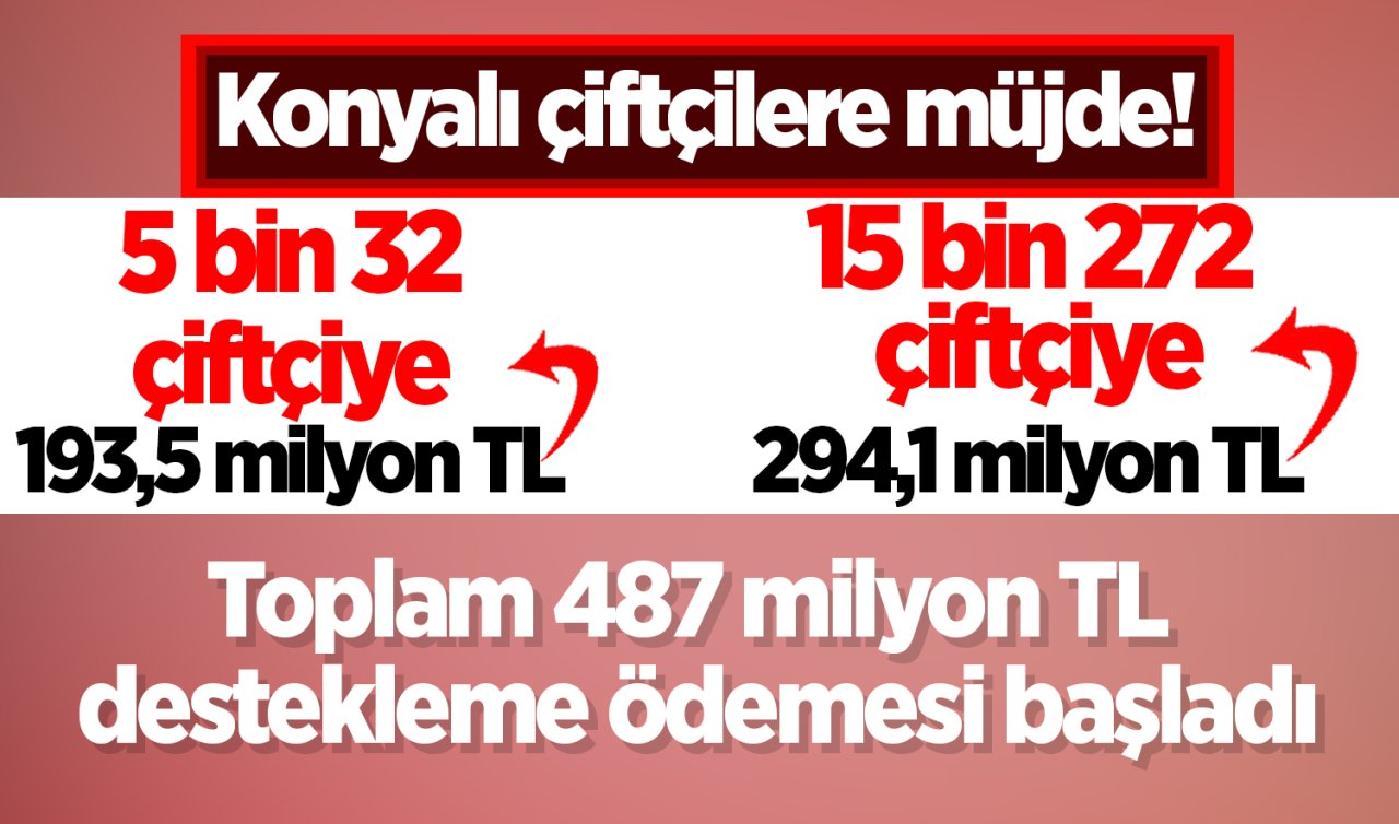 Konyalı çiftçilere müjde 487 milyon TL destekleme ödemesi başladı