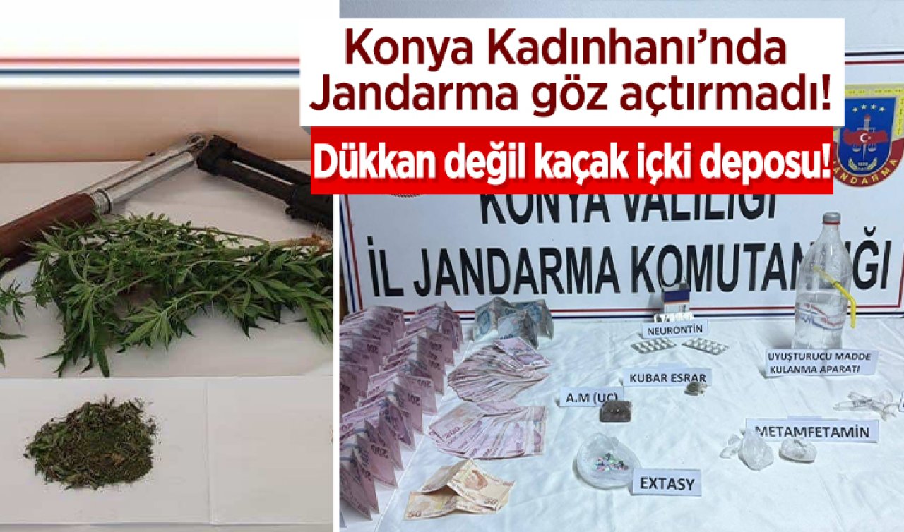 Konya Kadınhanı’nda Jandarma göz açtırmadı! Dükkan değil, adeta kaçak içki deposu!