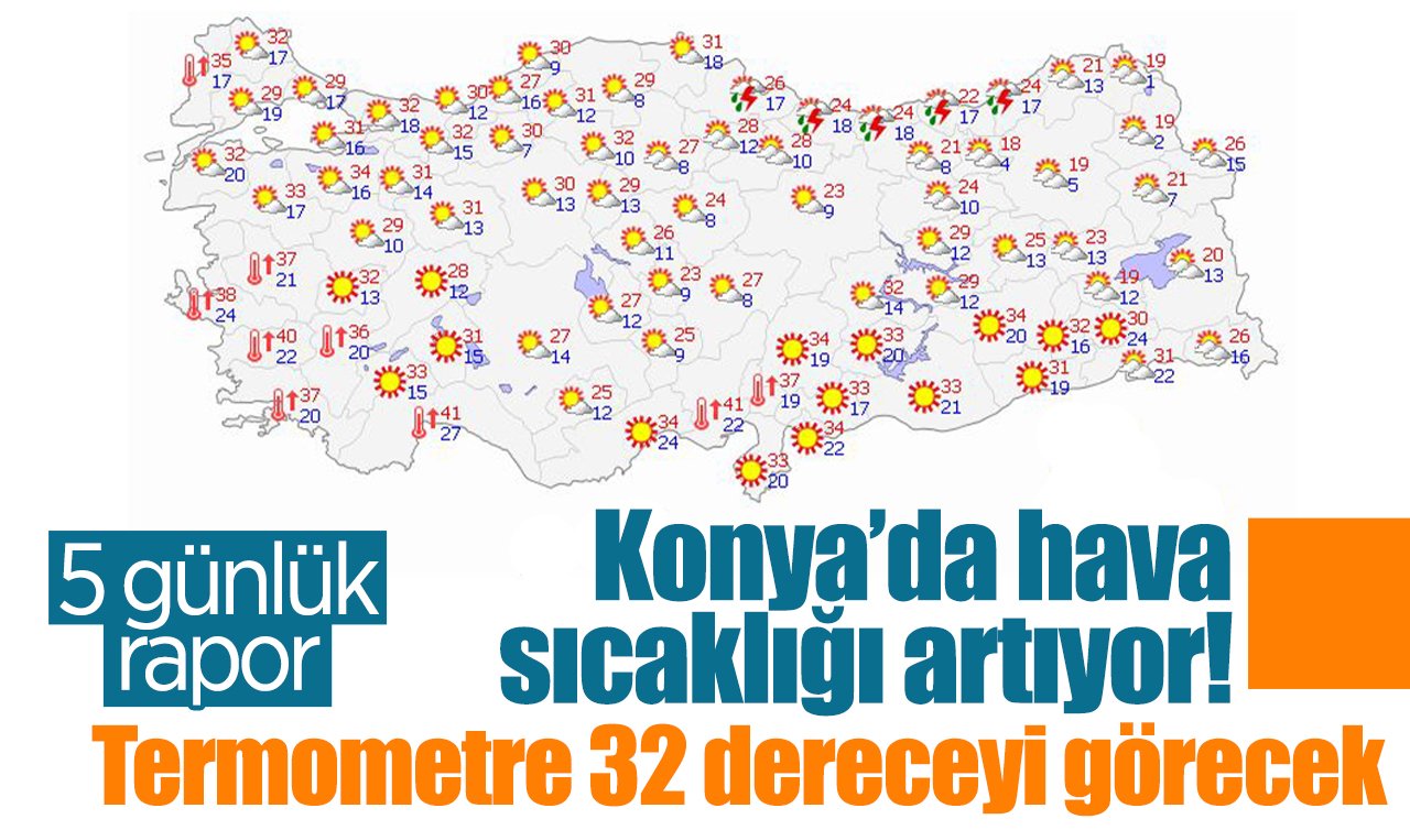 Meteoroloji haritayı yayımladı | Termometre 32 dereceyi görecek: Yeni haftada hava nasıl olacak? Konya bugün, yarın ve 5 günlük hava durumu