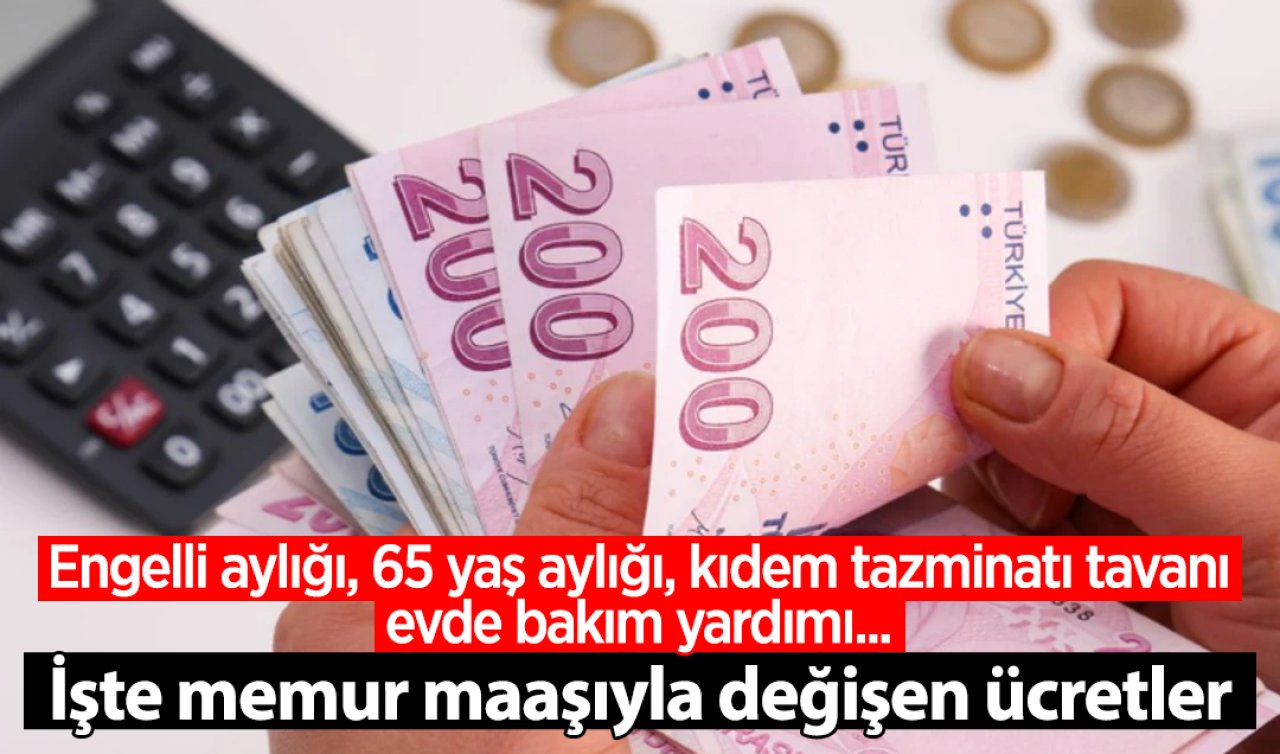 Engelli aylığı, 65 yaş aylığı, kıdem tazminatı tavanı, evde bakım yardımı... İşte memur maaşıyla değişen ücretler