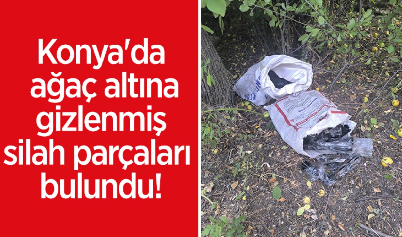 Konya’da ağaç altına gizlenmiş silah parçaları bulundu!
