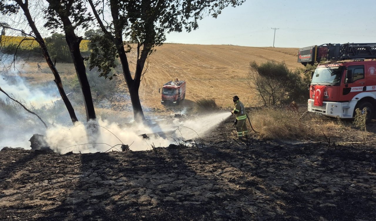 Kırsal alanda çıkan arazi yangınının kıyısından dönüldü