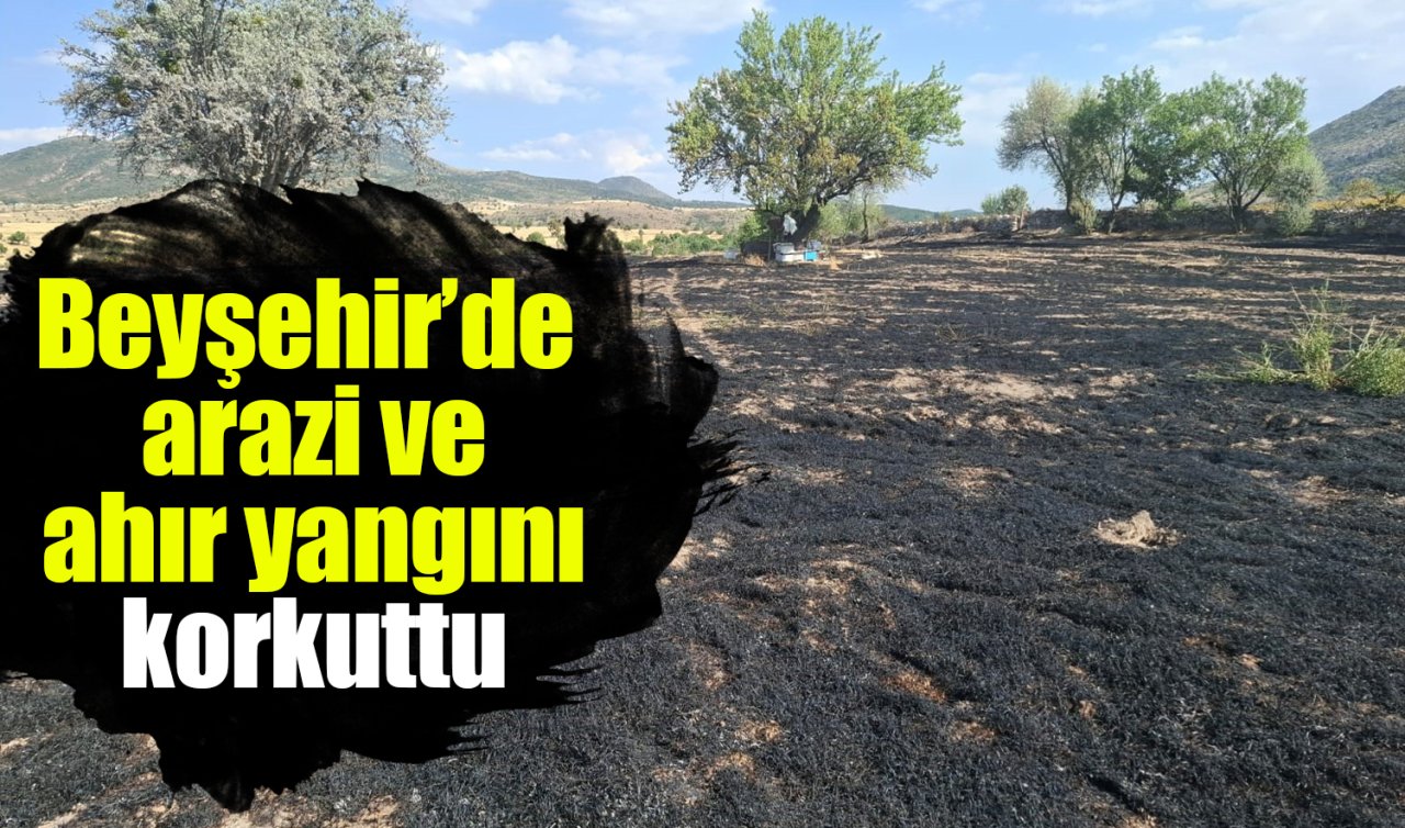 Beyşehir’de arazi ve ahır yangını korkuttu