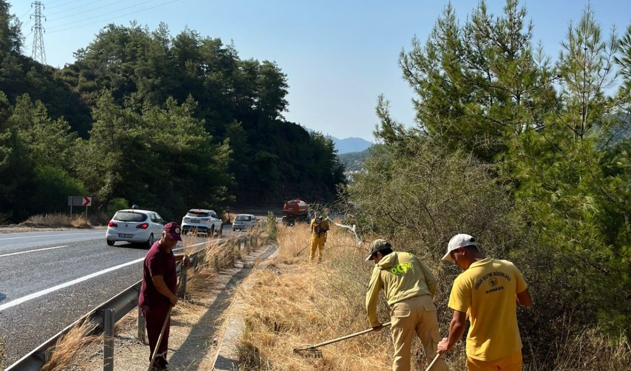 Marmaris’te yangınlara önlemler dahilinde ot temizliği yapıldı