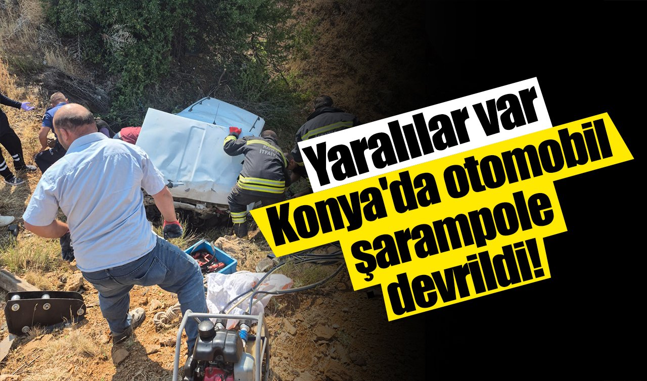 Konya’da otomobil şarampole devrildi! Yaralılar var