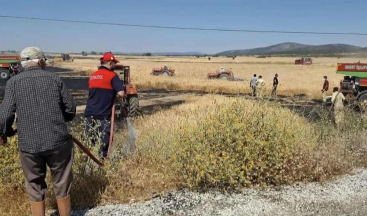 Biçerdöver kaynaklı yangında yaklaşık 500 dekar ekili alan zarar gördü
