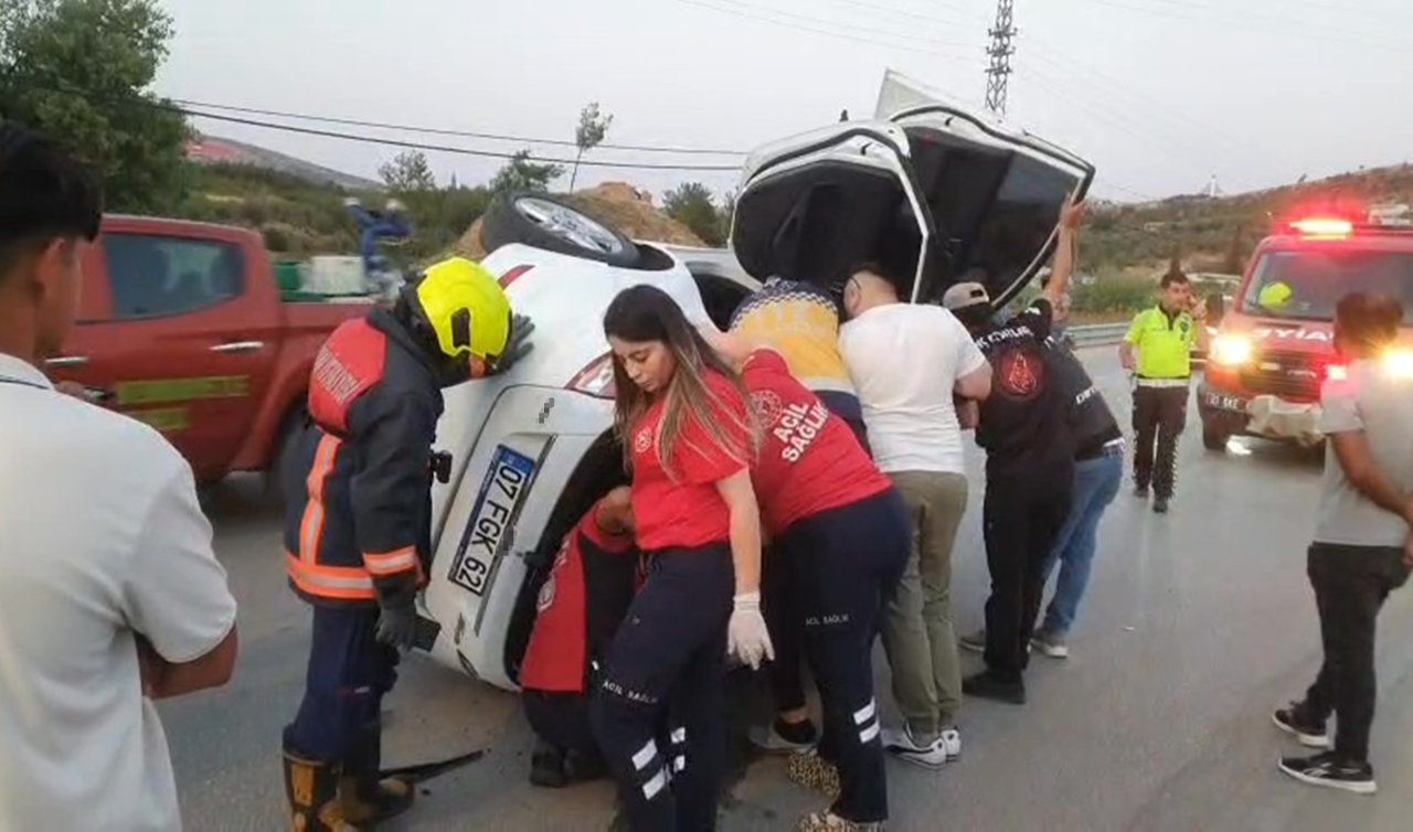 Takla atan otomobilin sürücüsü yaraladı! 