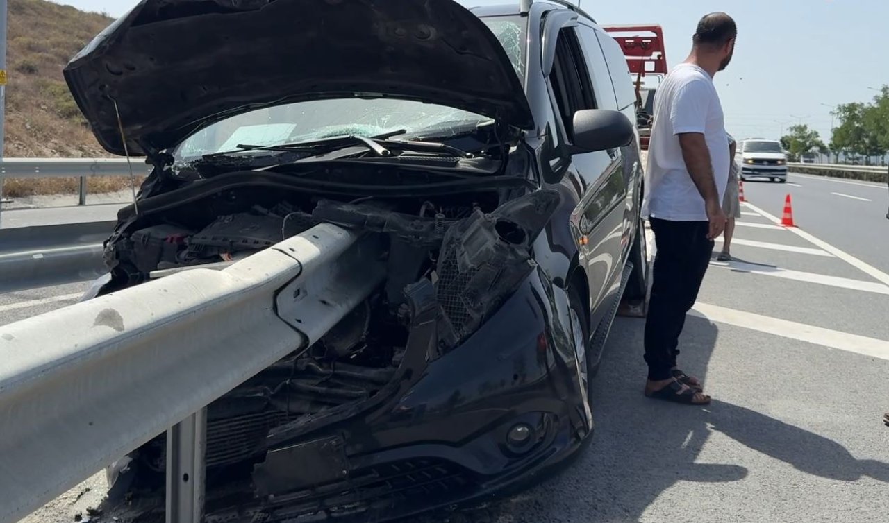 Havalimanı yolunda şoke eden kaza: Bariyer ok gibi saplandı