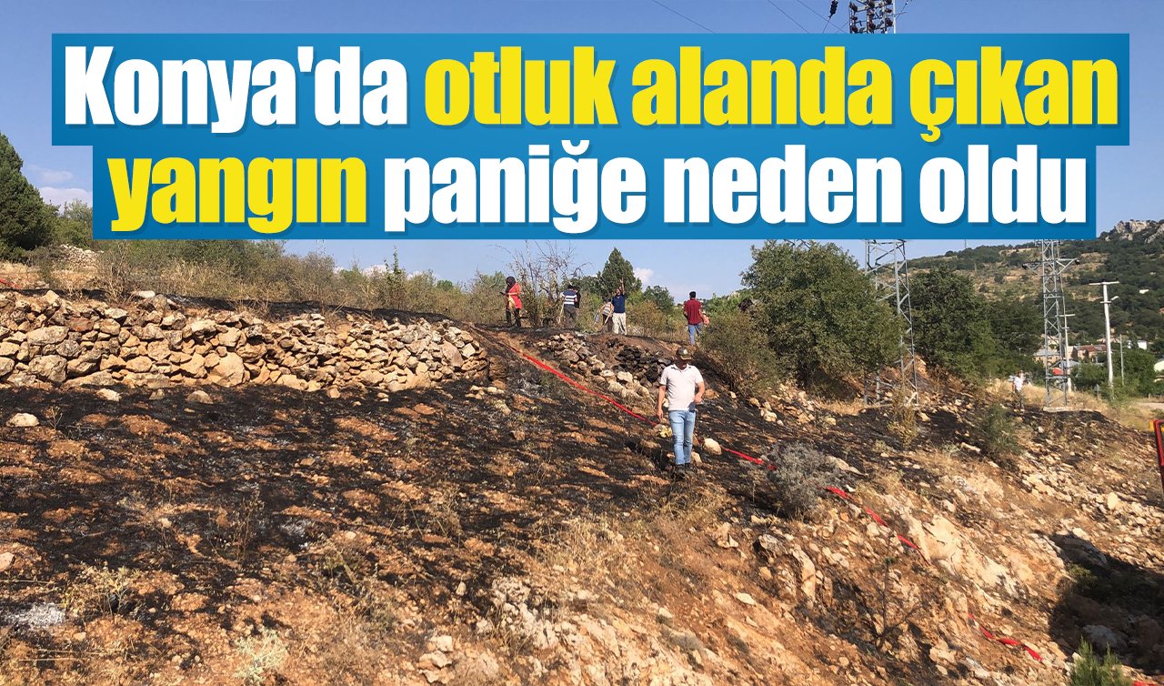Konya’da otluk alanda çıkan yangın paniğe neden oldu