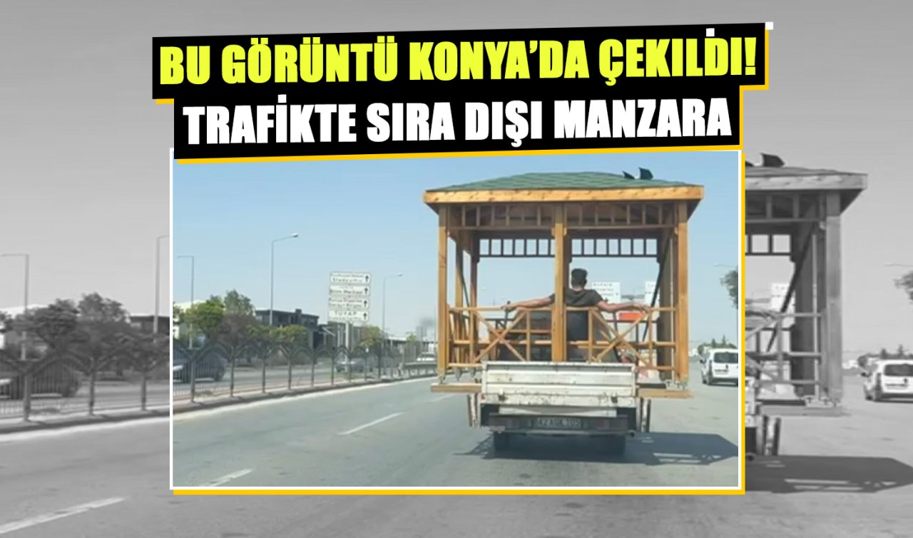 Bu görüntü Konya’da çekildi! Trafikte sıra dışı manzara