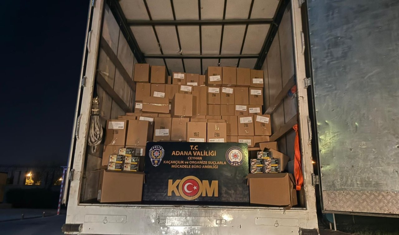  Evden eve taşımacılık yapılan kamyonda 7 milyon adet kaçak makaron çıktı