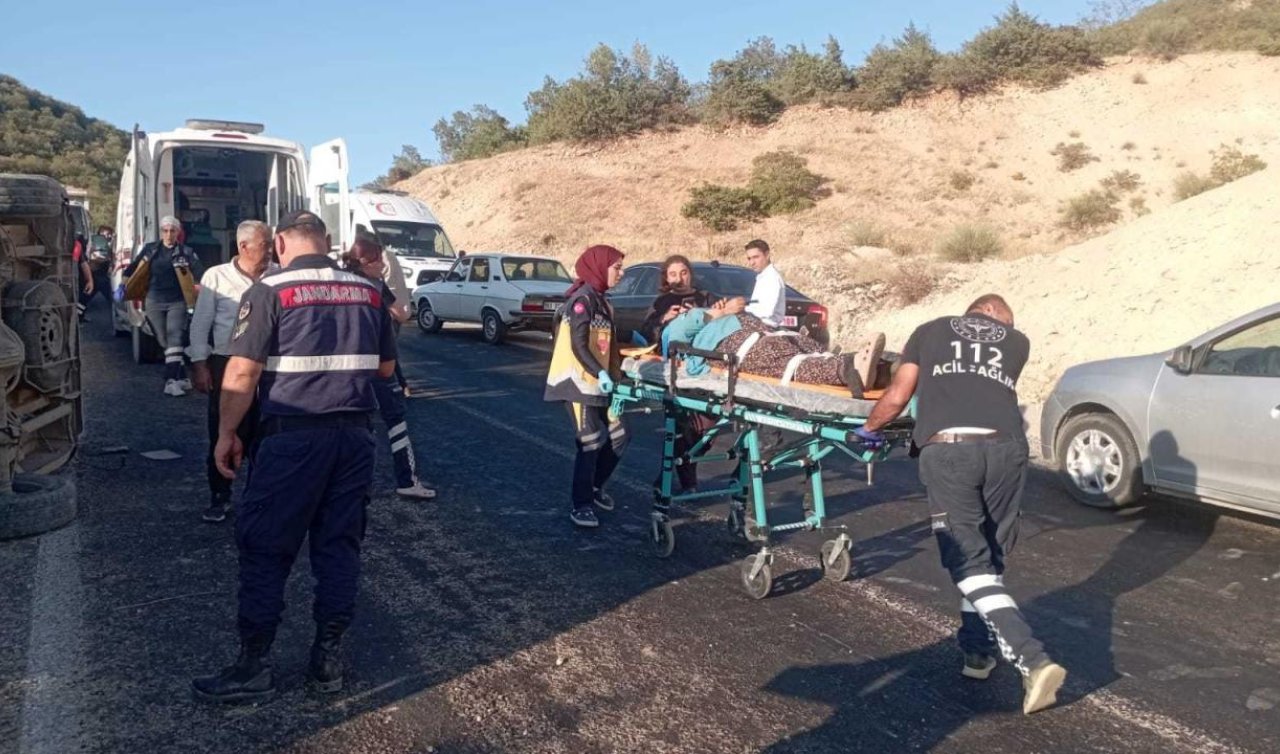 işçileri taşıyan minibüs devrildi: 23 yaralı