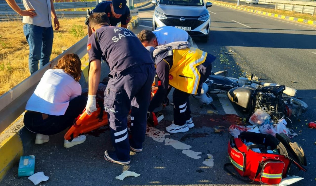 Kontrolden çıkan motosiklet bariyerlere çarptı