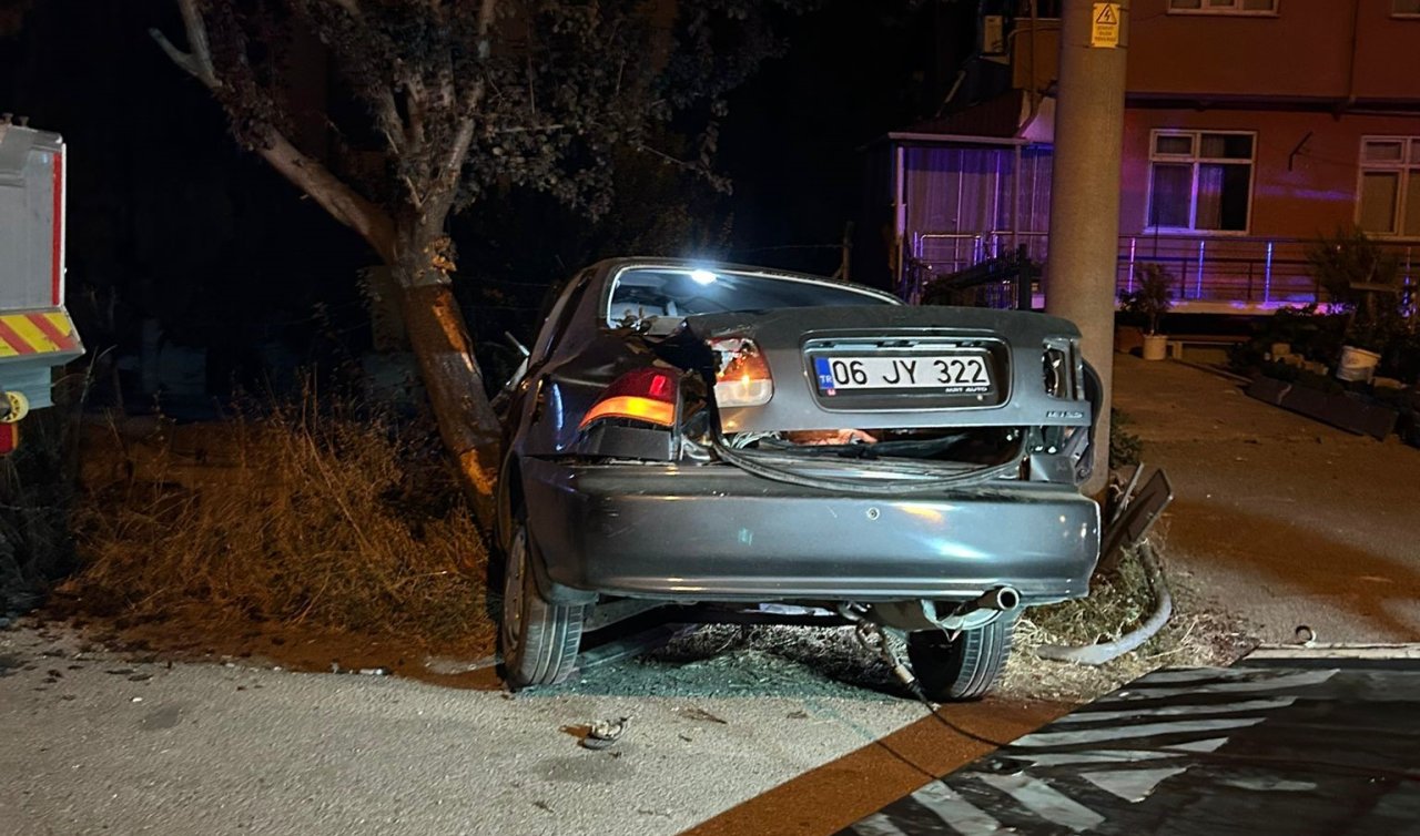 Alkollü sürücü ağaca çarptı: 2 yaralı