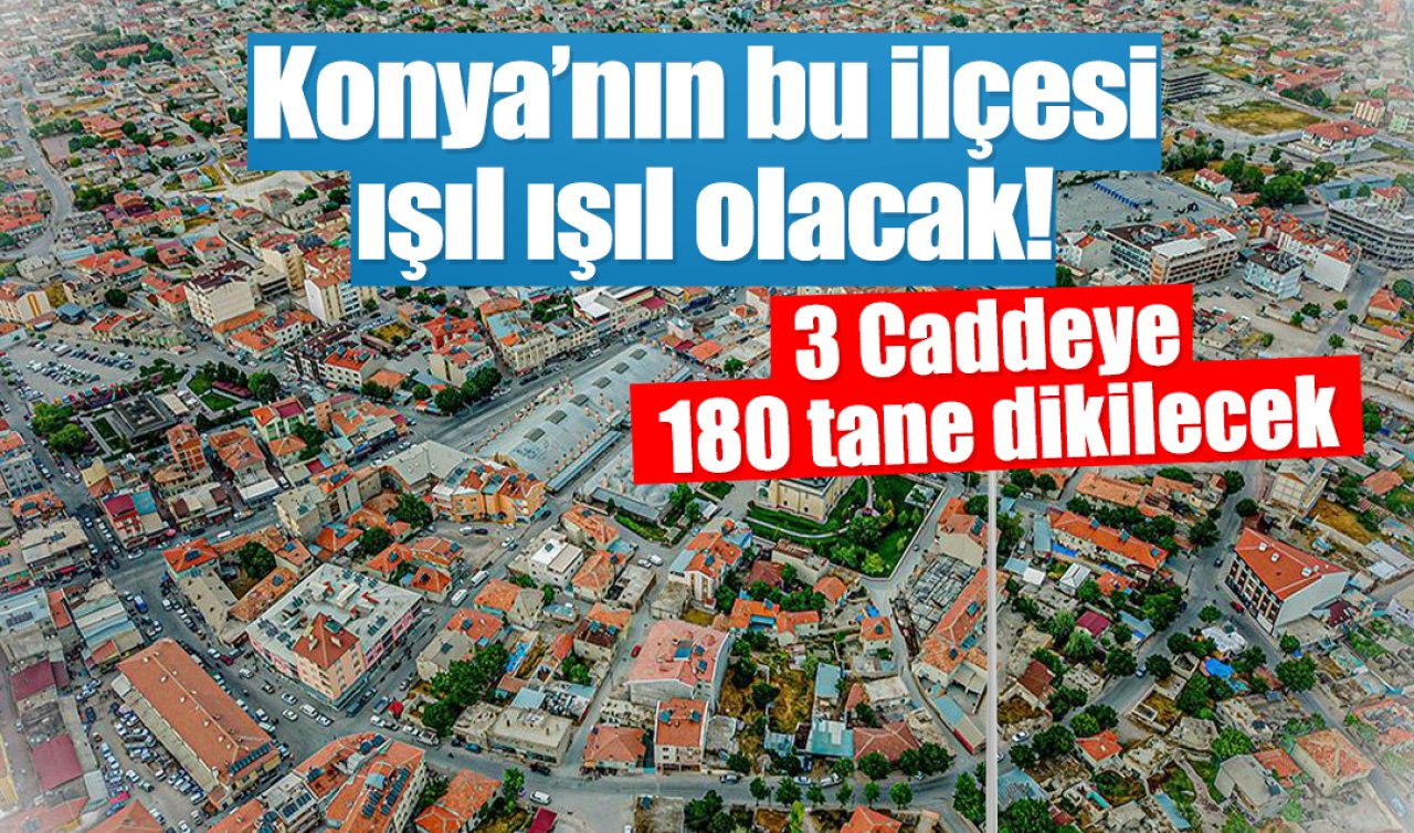 Konya’nın bu ilçesi ışıl ışıl olacak! 3 Caddeye 180 tane dikilecek 