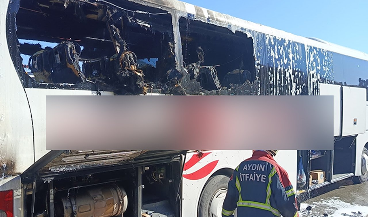Seyir halindeyken alev alan yolcu otobüsü yandı