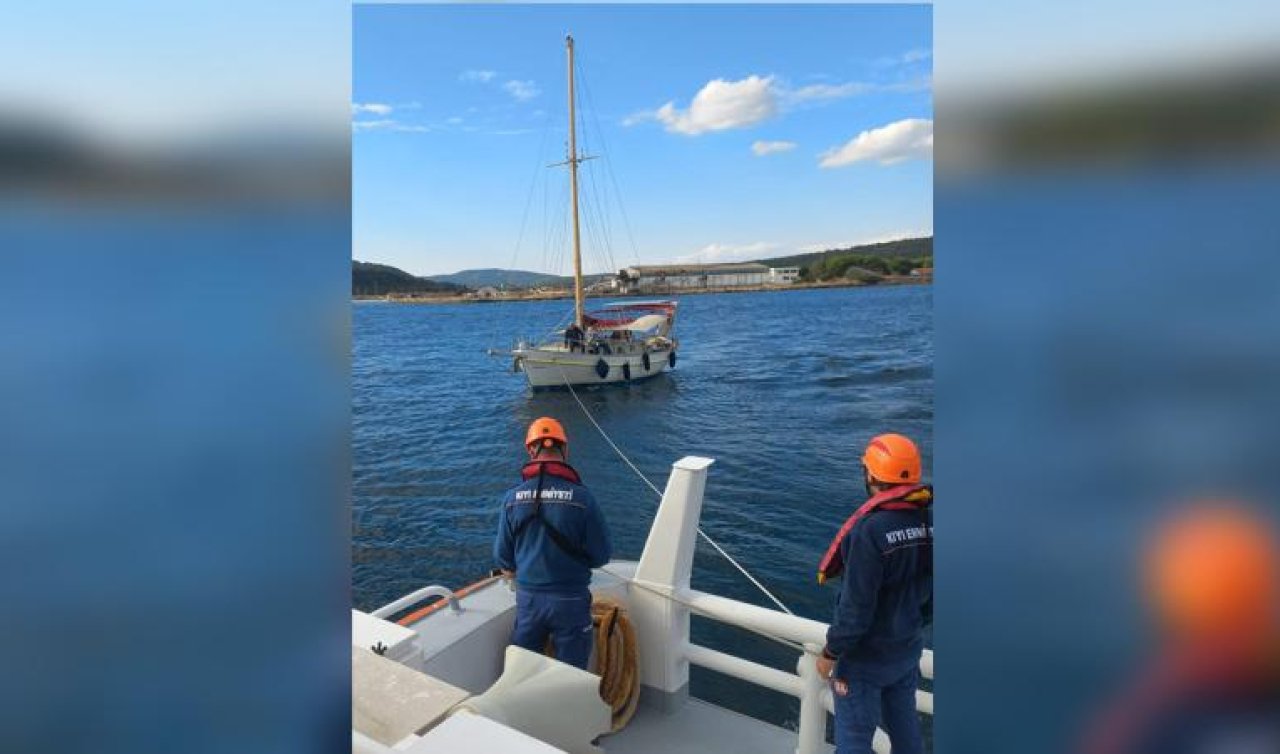 Çanakkale Boğaz sürüklenen teknedeki 2 kişi kurtarıldı