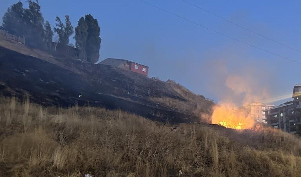 Havai fişekler otluk alanda yangına neden oldu