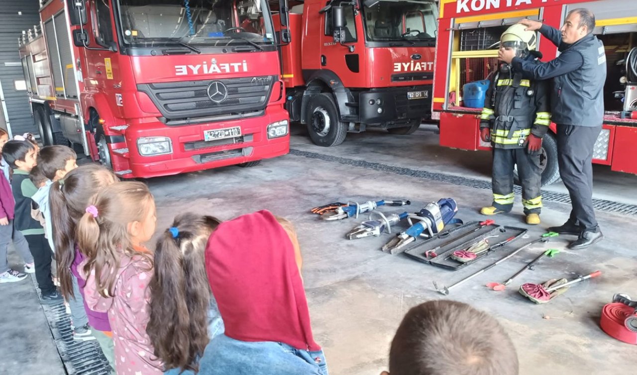 Beyşehir’de minik öğrencilere itfaiyecilik eğitimi verildi