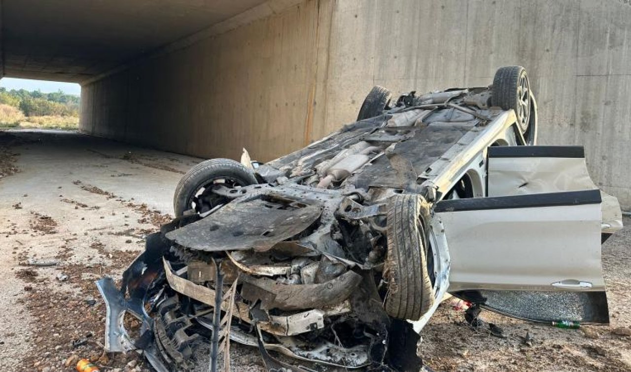İstanbul-İzmir Otoyolu’nda otomobil şarampole devrildi