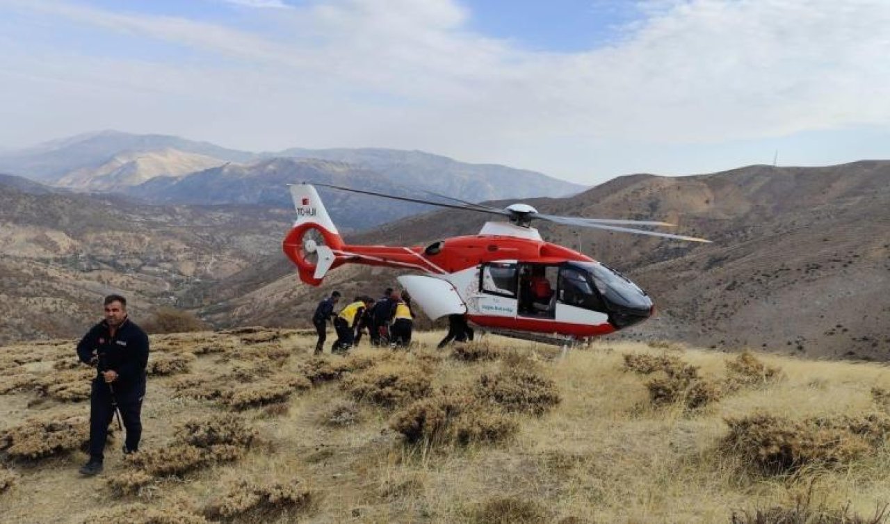Ambulans helikopter uçurumdan düşen kişi için havalandı