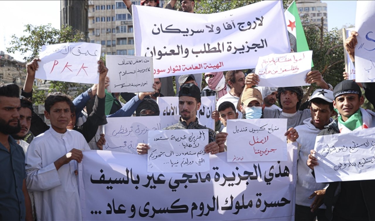 Şam’da terör örgütü PKK/YPG protesto edildi!